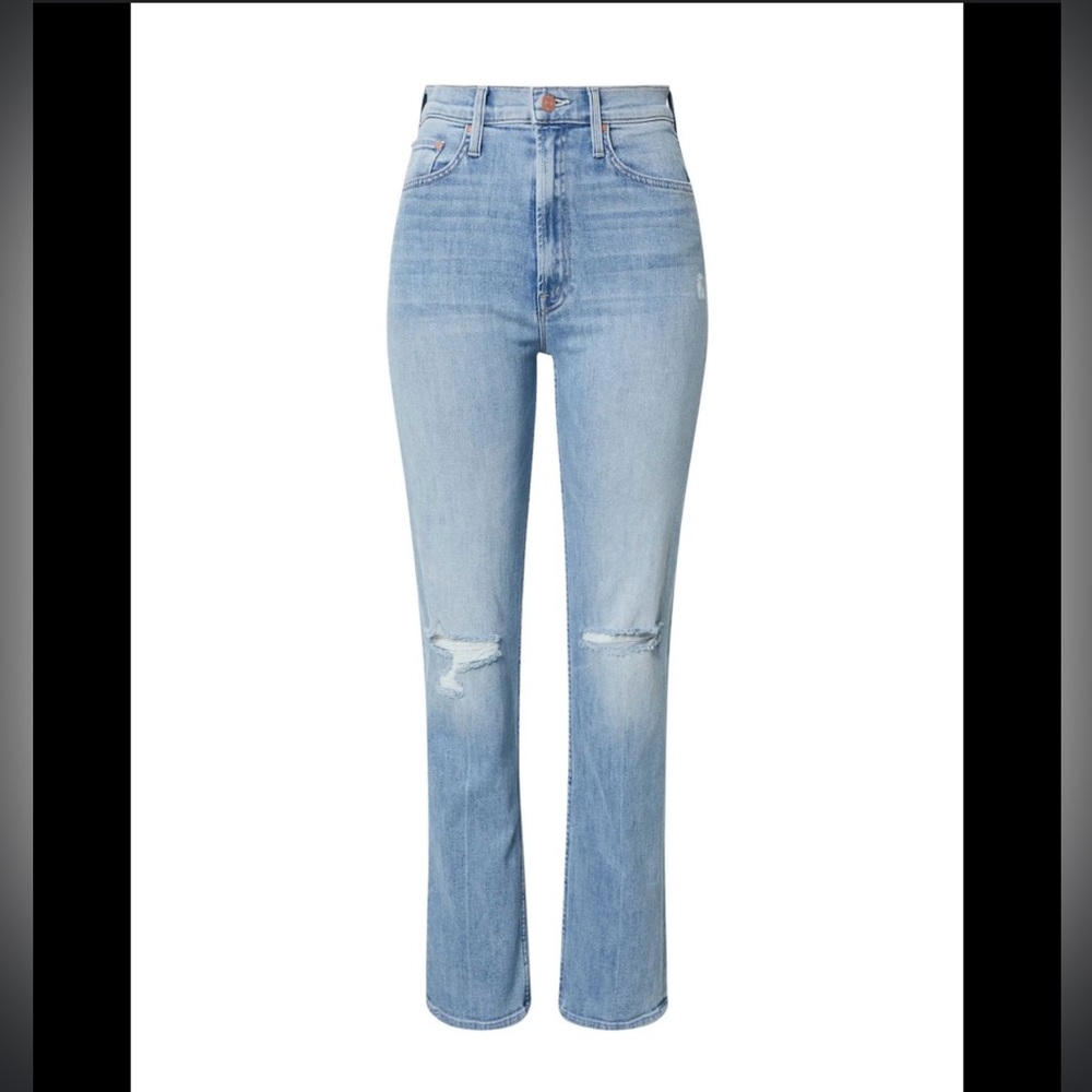 MOTHER High Rise Blue Jeans Distressed Style